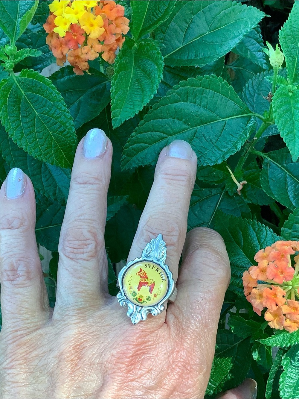 Dala horse ring, size 7